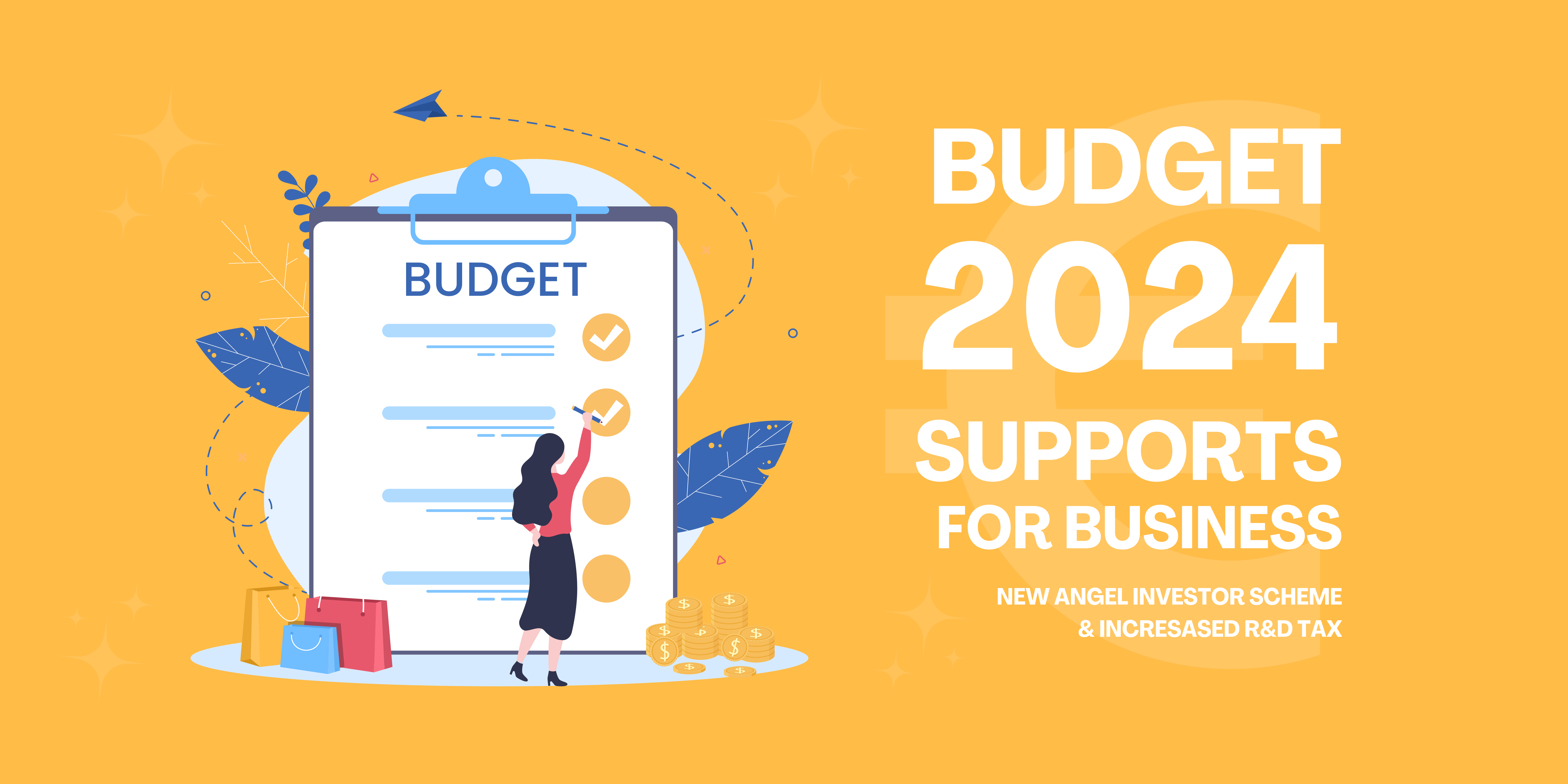 Budget 2024 Blog Post Banner, yellow graphic